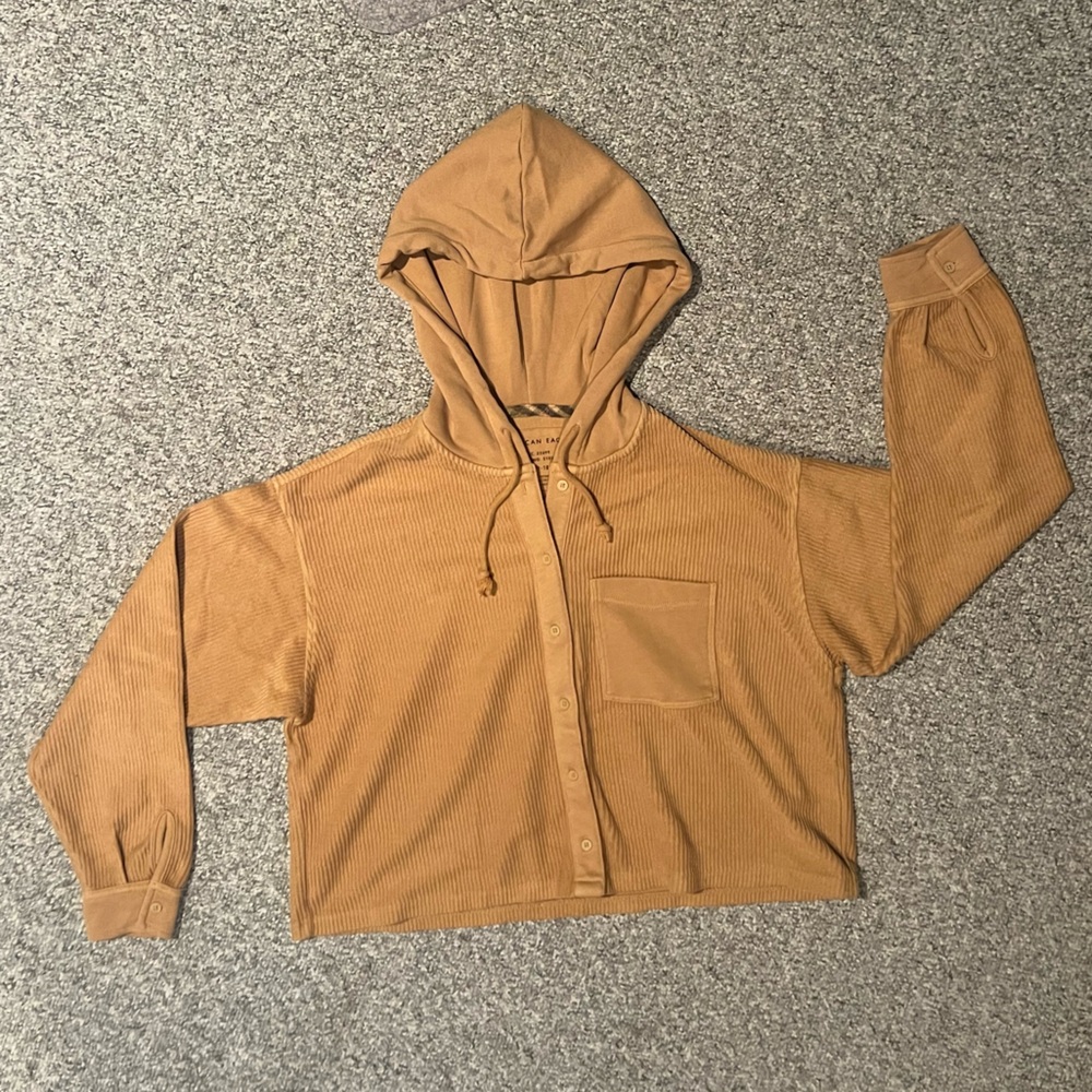 American Eagle button-up sweater with hood
